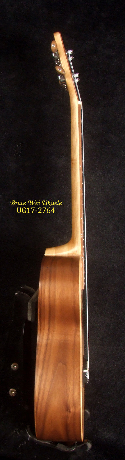 Handmade Tenor Ukulele, Solid Walnut, Bear Claw Spruce Top Tiger Inlay, Soft-bag, Bruce Wei UG17-2764