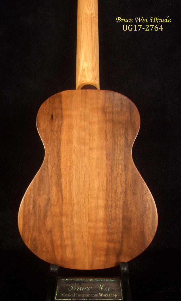Handmade Tenor Ukulele, Solid Walnut, Bear Claw Spruce Top Tiger Inlay, Soft-bag, Bruce Wei UG17-2764