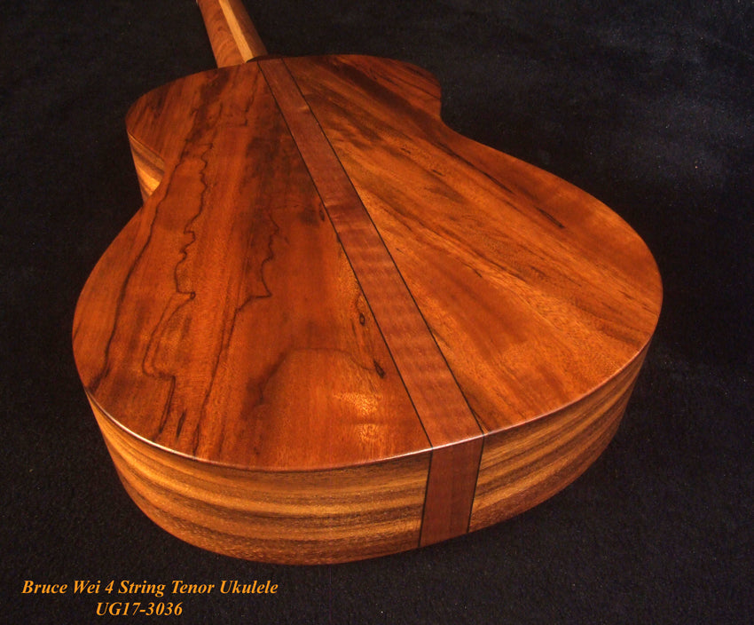 Handmade Tenor Ukulele, Solid Acacia & Taiwania, Maple Leaf inlay, Soft-bag, Bruce Wei UG17-3036