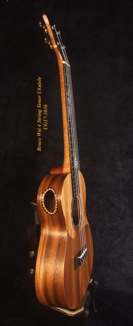 Handmade Tenor Ukulele, Solid Acacia & Taiwania, Maple Leaf inlay, Soft-bag, Bruce Wei UG17-3036