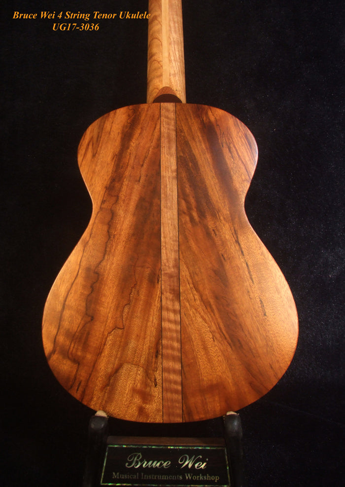 Handmade Tenor Ukulele, Solid Acacia & Taiwania, Maple Leaf inlay, Soft-bag, Bruce Wei UG17-3036