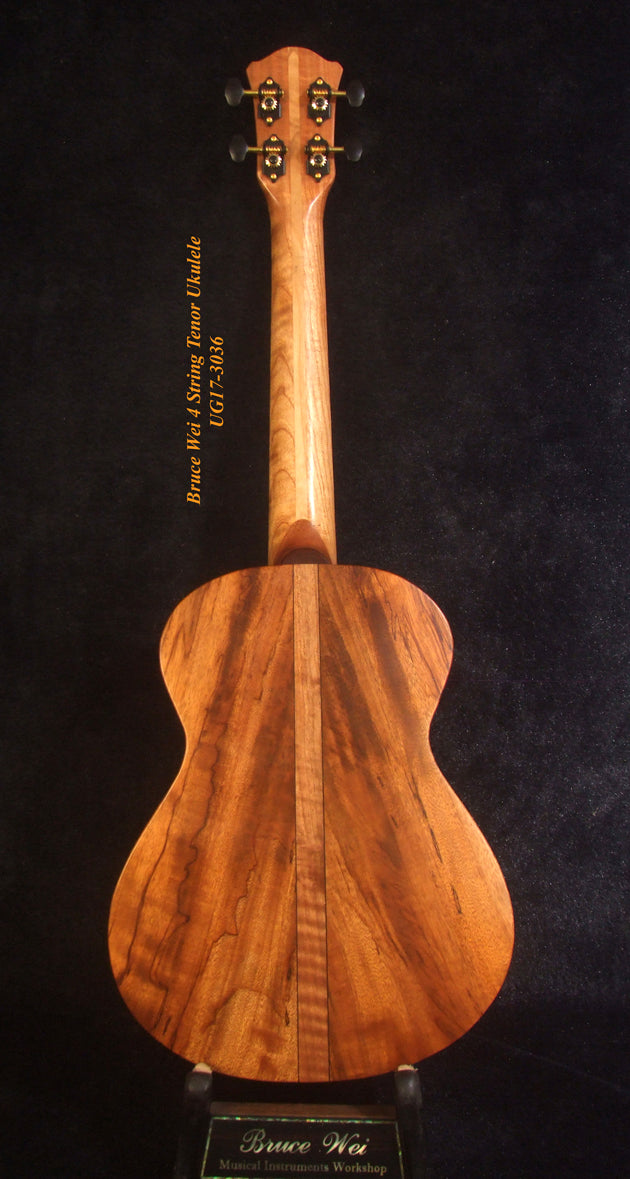 Handmade Tenor Ukulele, Solid Acacia & Taiwania, Maple Leaf inlay, Soft-bag, Bruce Wei UG17-3036