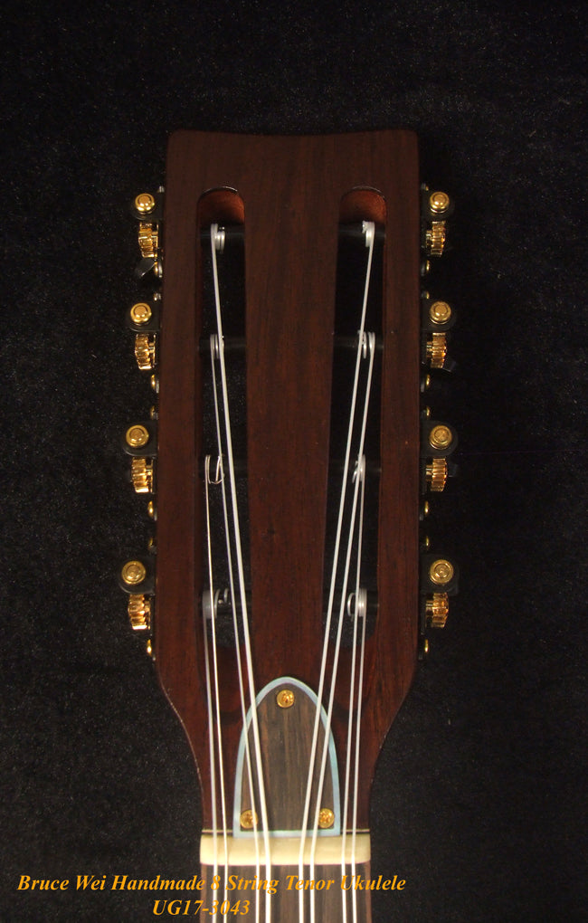 Handmade 8 String Tenor Ukulele, Solid Spalted Maple, Acacia, The Islands Soundhole, Soft-bag, Bruce Wei UG17-3043