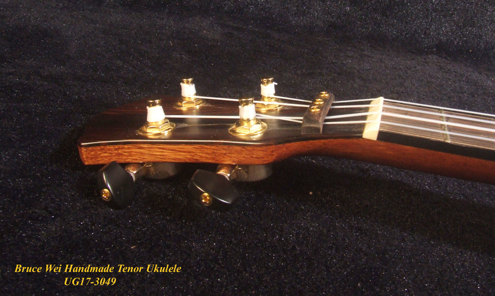Handmade Tenor Ukulele, Solid Spalted Maple, Indian Rosewood, Soft-bag, Bruce Wei UG17-3049