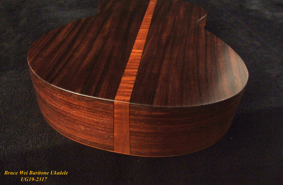 Handcrafted Baritone Ukulele, Solid Indian Rosewood, Spruce 4 String, MOP Inlay, Bruce Wei UG19-2317