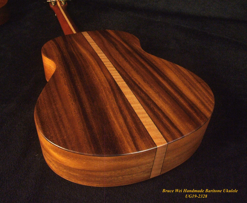 Handmade Baritone Ukulele, Solid Hawaiian Koa, Spruce & Acacia, 4 String, Turtle Soundhole, Soft-bag Bruce Wei UG19-2328