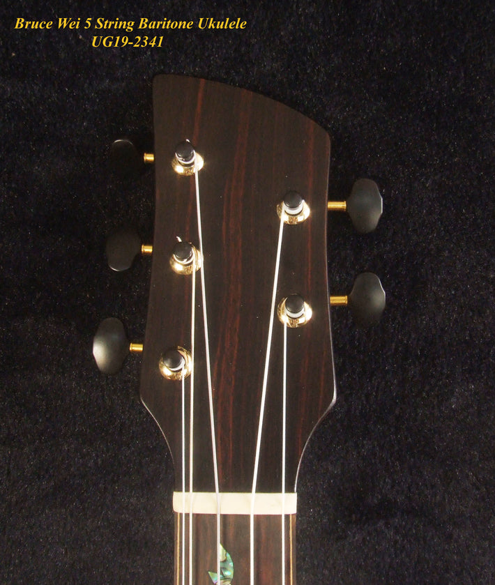 Handcrafted 5 String Baritone Ukulele, Spalted Maple, Taiwania, Vine Inlay, The Islands Soundhole, Soft-bag, Bruce Wei UG19-2341