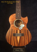 Handcrafted Tenor Ukulele, Solid Hawaiian Koa & Acacia, Hibiscus Soundhole, Worth String, Soft-bag, Bruce Wei UJ17-2602