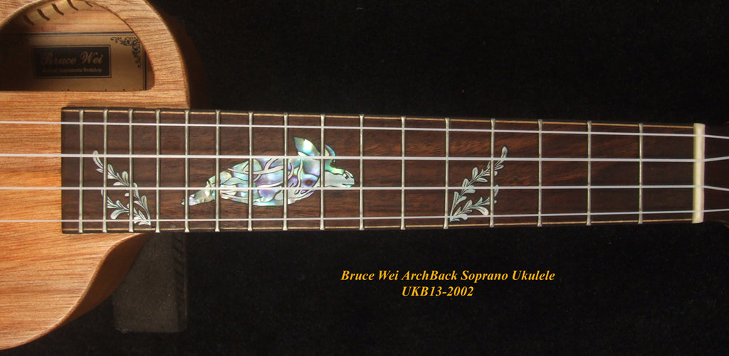 Handcrafted Soprano Ukulele, Solid Taiwania Archback, Turtle Inlay, Soft-bag, Bruce Wei UKB13-2002