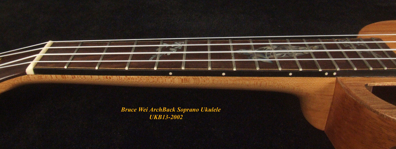 Handcrafted Soprano Ukulele, Solid Taiwania Archback, Turtle Inlay, Soft-bag, Bruce Wei UKB13-2002