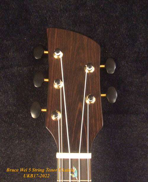 5 String Tenor Ukulele, Handmade Mango & Mahogany, Abalone Vine Inlay, Soft-bag, Bruce Wei UKB17-2022
