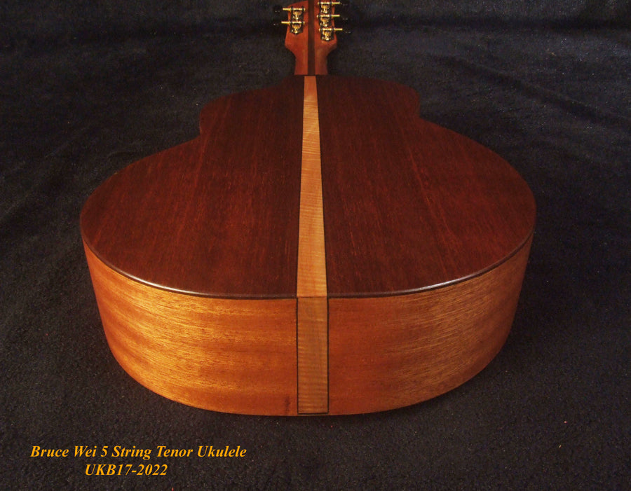 5 String Tenor Ukulele, Handmade Mango & Mahogany, Abalone Vine Inlay, Soft-bag, Bruce Wei UKB17-2022