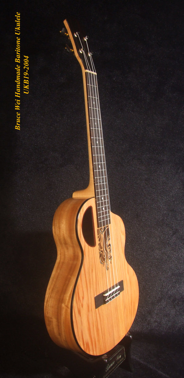 Handcrafted 4 String Baritone Ukulele, Solid Taiwania, Soft-bag, Bruce Wei UKB19-2004