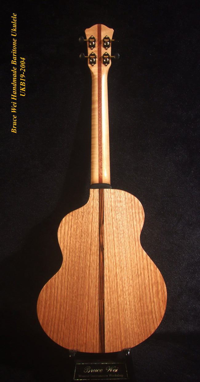 Handcrafted 4 String Baritone Ukulele, Solid Taiwania, Soft-bag, Bruce Wei UKB19-2004