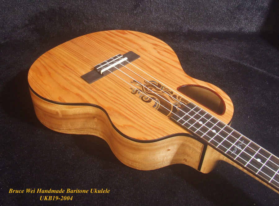 Handcrafted 4 String Baritone Ukulele, Solid Taiwania, Soft-bag, Bruce Wei UKB19-2004