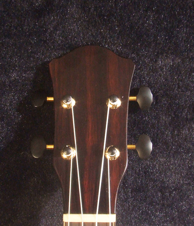 Handcrafted 4 String Baritone Ukulele, Solid Mango & Acacia, Flower inlay, Soft-bag, Bruce Wei UKB19-2005