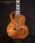Handcrafted 5 String Baritone Ukulele, Curly Hawaiian Koa, Maple Leaf Inlay, Soft-bag, Bruce Wei UKB19-2009