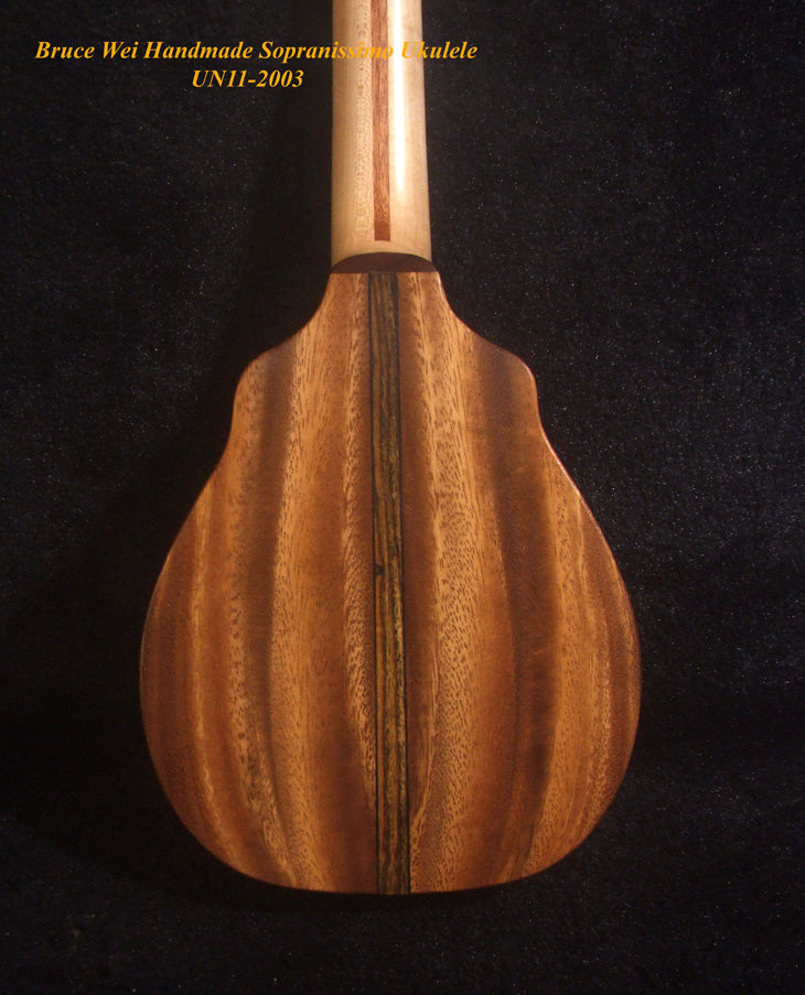 Bruce Wei Handmade Sopranissimo/ Pocket Ukulele, Solid Spruce & Acacia, MOP Inlay, Soft-bag UN11-2003