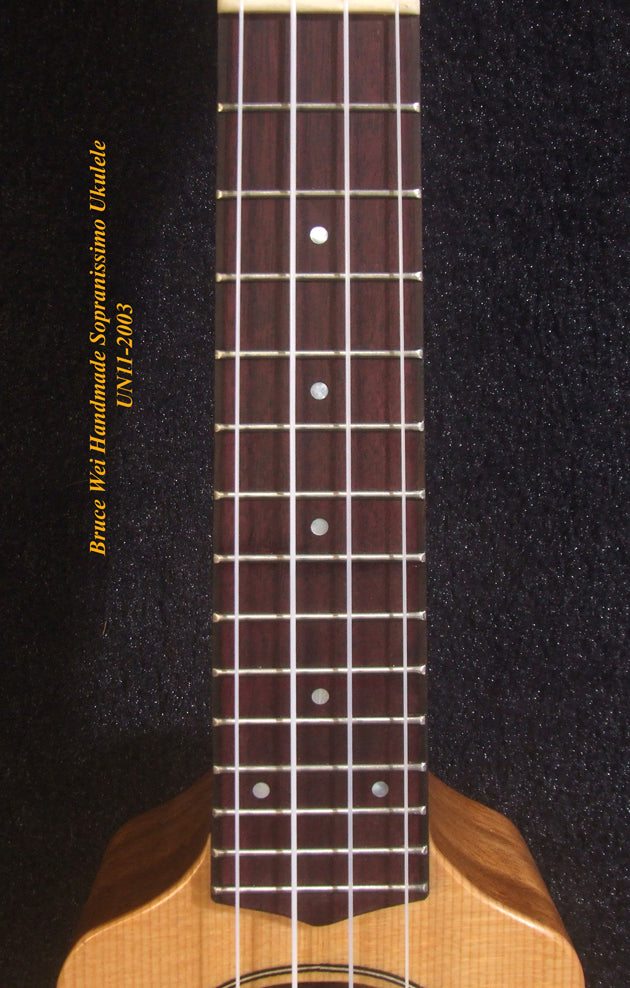 Bruce Wei Handmade Sopranissimo/ Pocket Ukulele, Solid Spruce & Acacia, MOP Inlay, Soft-bag UN11-2003