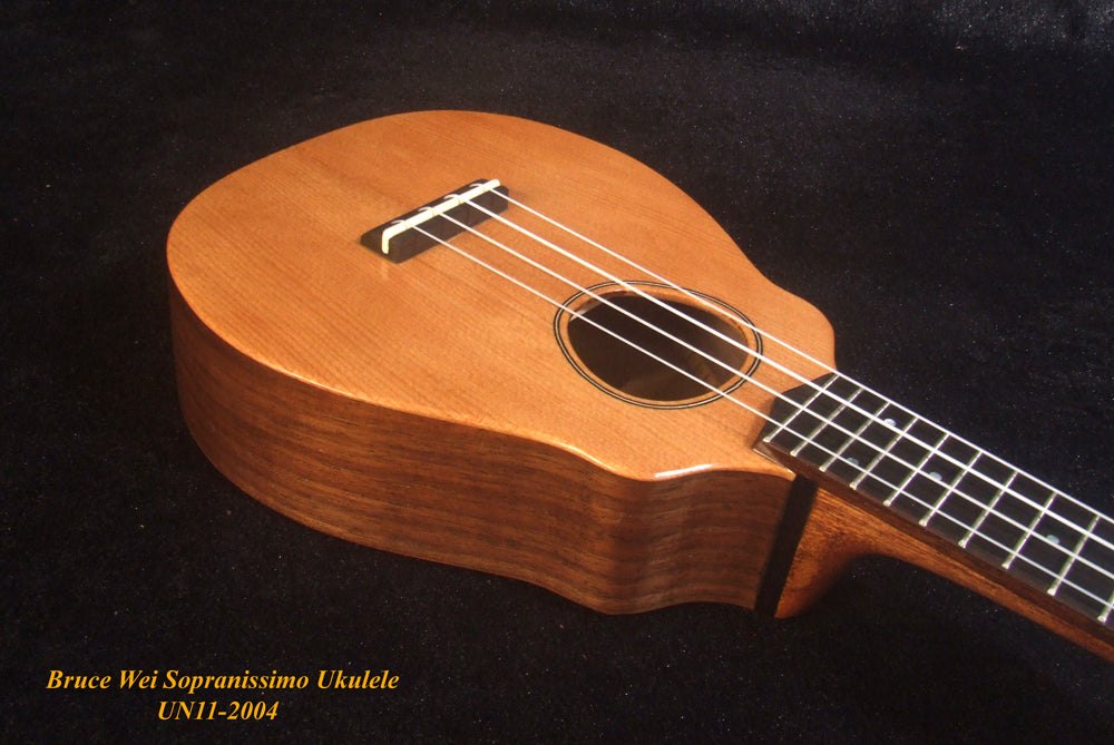 Handmade Sopranissimo/ Pocket Ukulele, Solid Spruce & Acacia, MOP Inlay, Bruce Wei UN11-2004