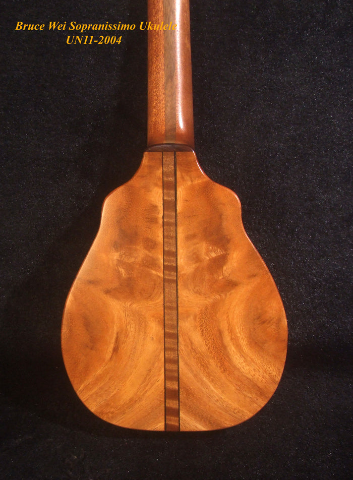 Handmade Sopranissimo/ Pocket Ukulele, Solid Spruce & Acacia, MOP Inlay, Bruce Wei UN11-2004