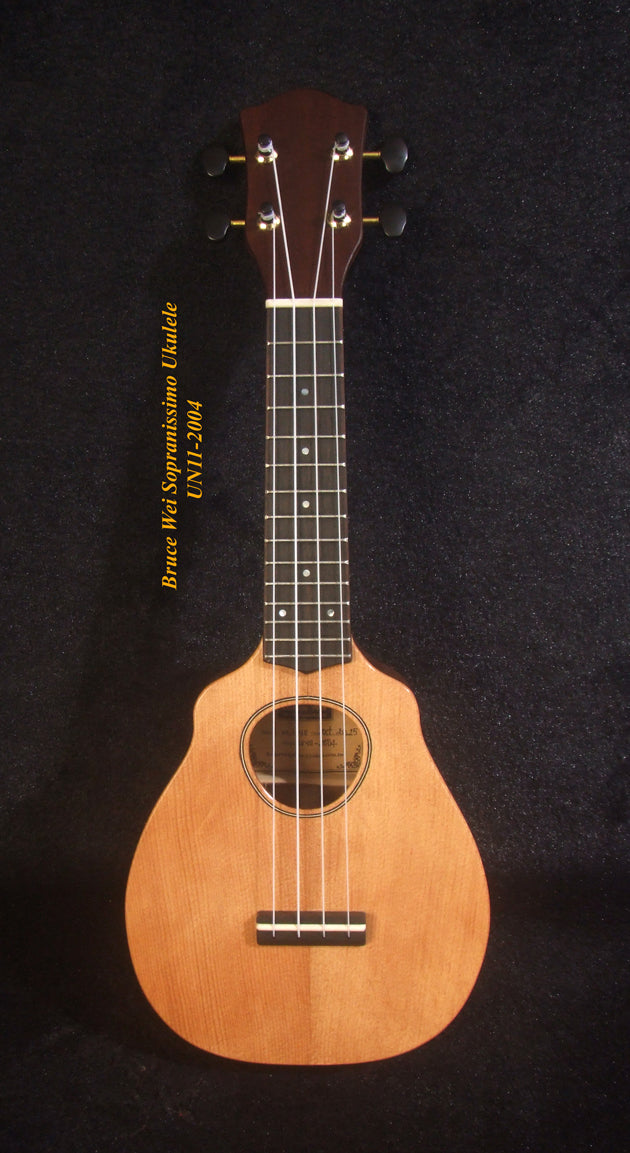 Handmade Sopranissimo/ Pocket Ukulele, Solid Spruce & Acacia, MOP Inlay, Bruce Wei UN11-2004