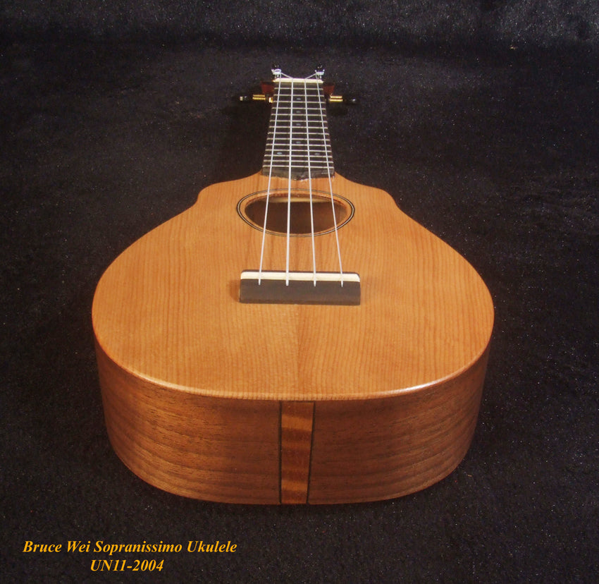 Handmade Sopranissimo/ Pocket Ukulele, Solid Spruce & Acacia, MOP Inlay, Bruce Wei UN11-2004