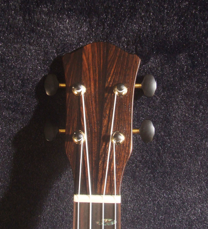 Handmade Tenor Ukulele, Solid Hawaiian Koa, Engraved Top, Koi Fish & Lotus inlay, Soft-bag, Bruce Wei UN17-2021