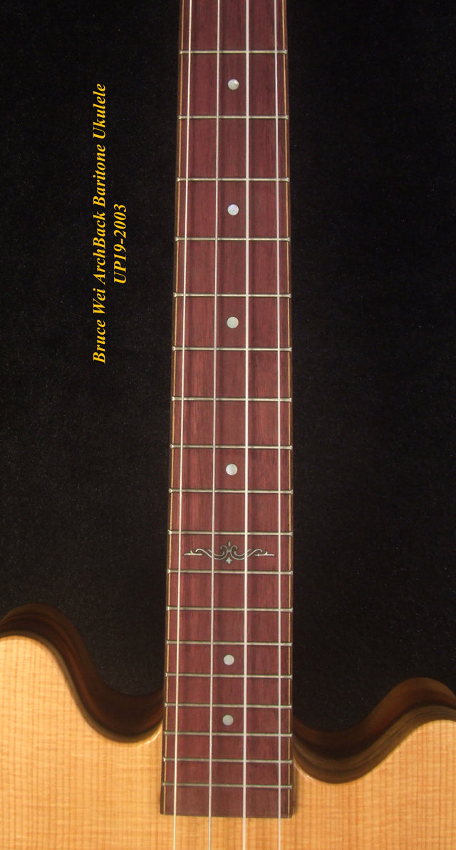 Handcrafted Baritone Ukulele, ArchBack, 4 String, Solid Spruce & Mahogany, Soft-bag, Bruce Wei UP19-2003-1