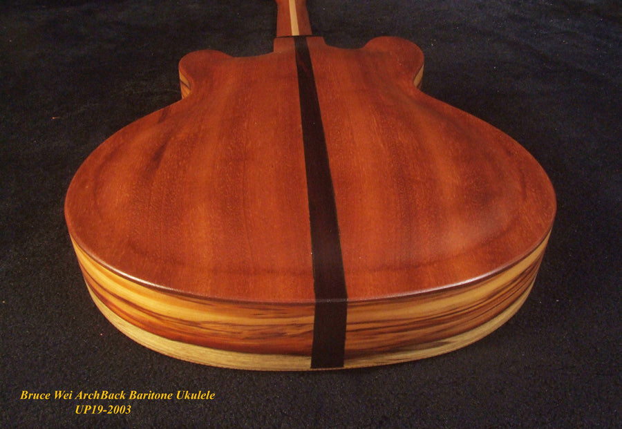Handcrafted Baritone Ukulele, ArchBack, 4 String, Solid Spruce & Mahogany, Soft-bag, Bruce Wei UP19-2003-1