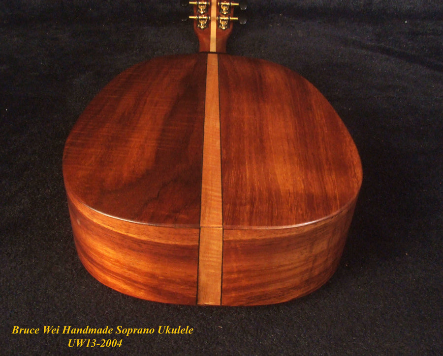 Handmade Pineapple Soprano Ukulele, Solid Hawaiian Koa, Soft-bag, Bruce Wei UW13-2004