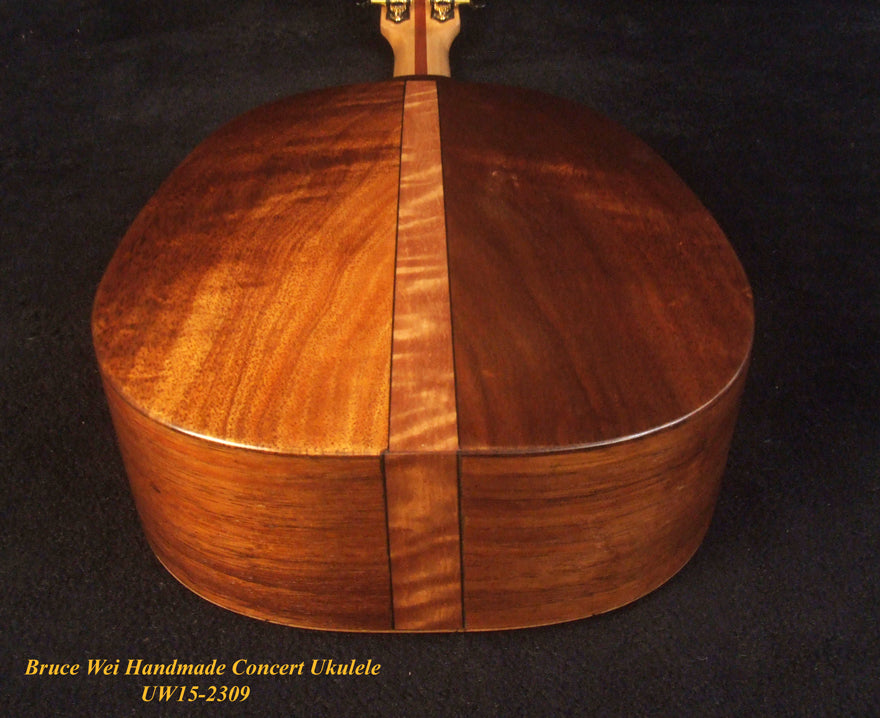 Handmade Pineapple Concert Ukulele, Solid Hawaiian Koa, Spalted Maple, Pineapple Soundhole, Soft-bag, Bruce Wei UW15-2309