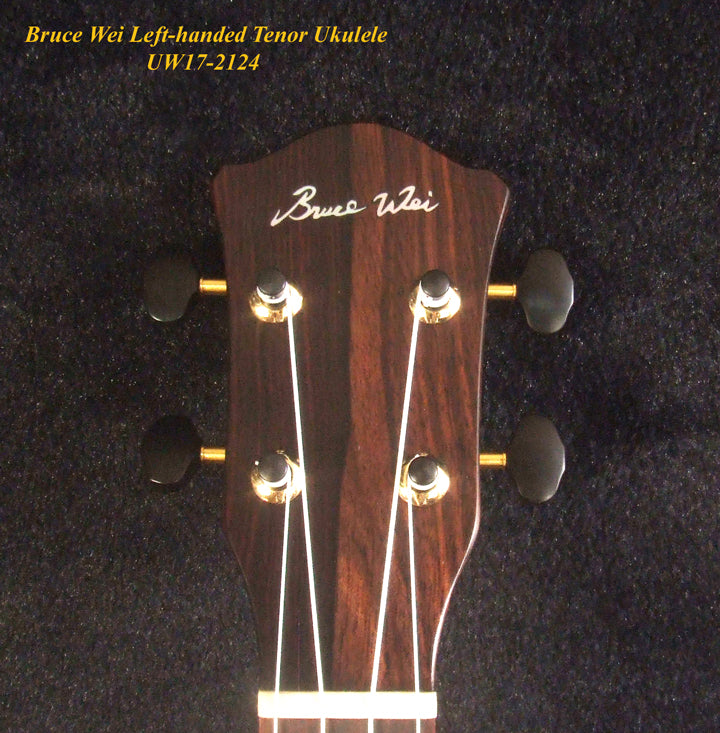 Handmade Left-handed Tenor Ukulele, Solid Acacia Pineapple Ukulele, Pineapple Soundhole, Soft-bag, Bruce Wei UW17-2124