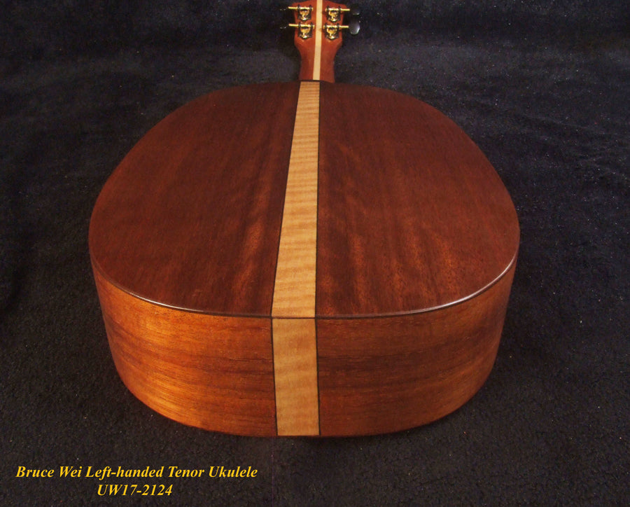 Handmade Left-handed Tenor Ukulele, Solid Acacia Pineapple Ukulele, Pineapple Soundhole, Soft-bag, Bruce Wei UW17-2124